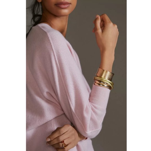 Anthropologie Pilcro V-Neck Open-Back 100% Cashmere Sweater Pink - Small - Picture 9 of 10